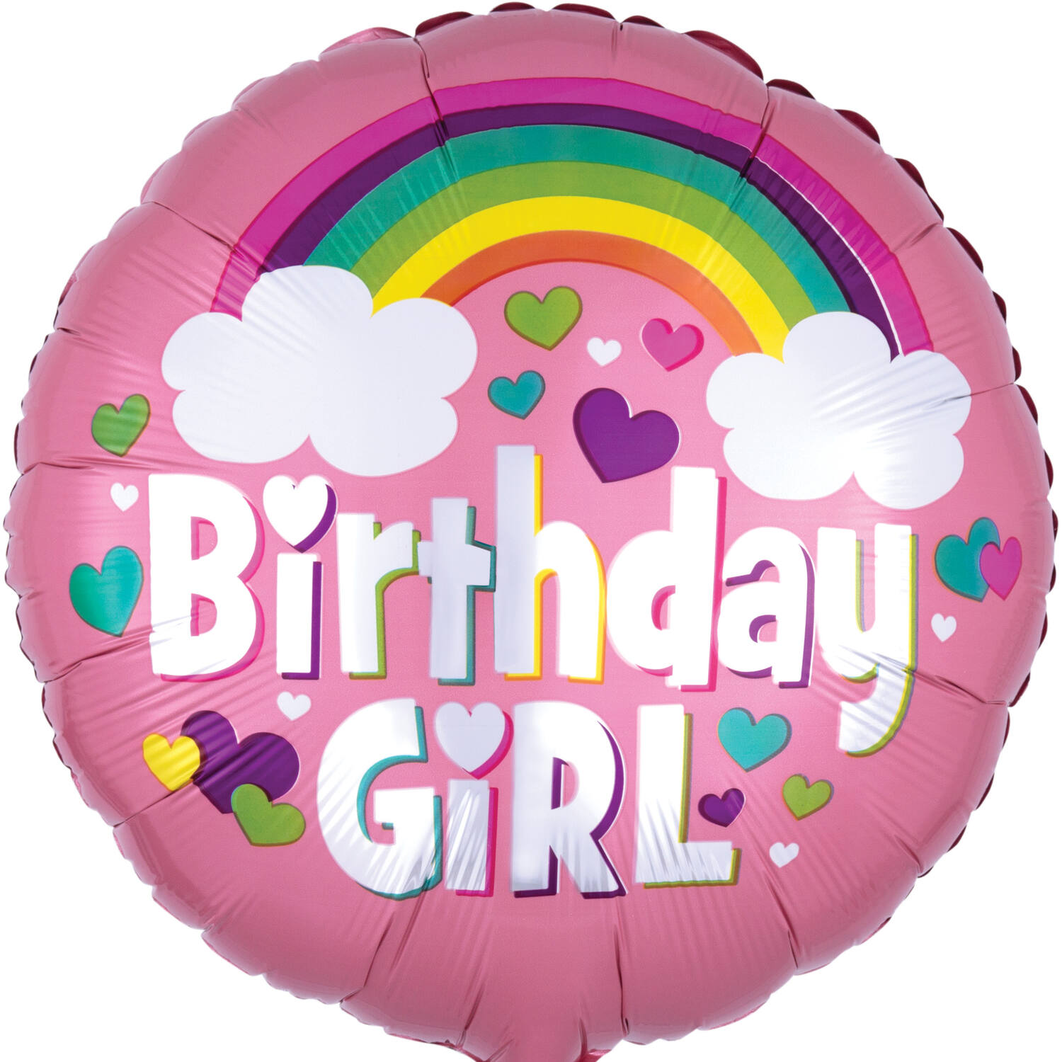 Foil Balloon - "Birthday GiRL" - Rainbow Fun - Pink - 45 cm